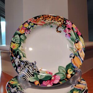Sue Zipkin RAIN FOREST Set of 4 Salad Dessert Plates 7.75" by Vitromaster